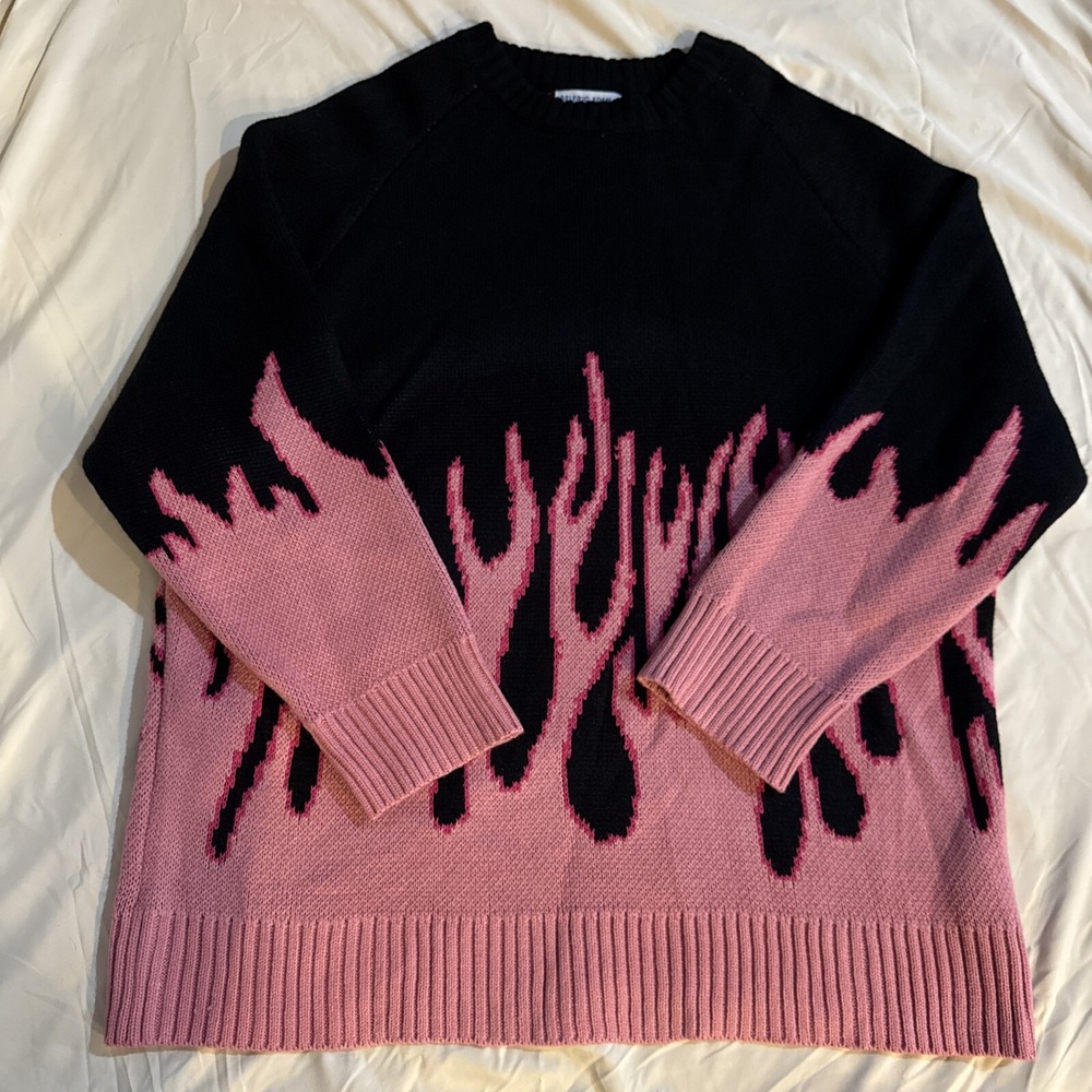 Aelfric Eden Oversized Pink Flame Fire Sweater XL